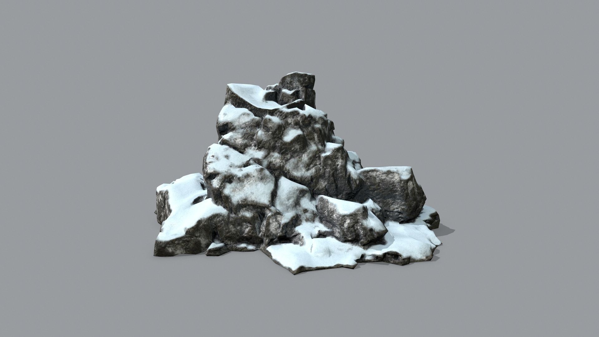 Rock Set with snow Low-poly 3D model_3