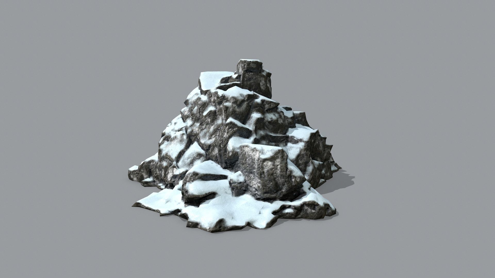 Rock Set with snow Low-poly 3D model_2