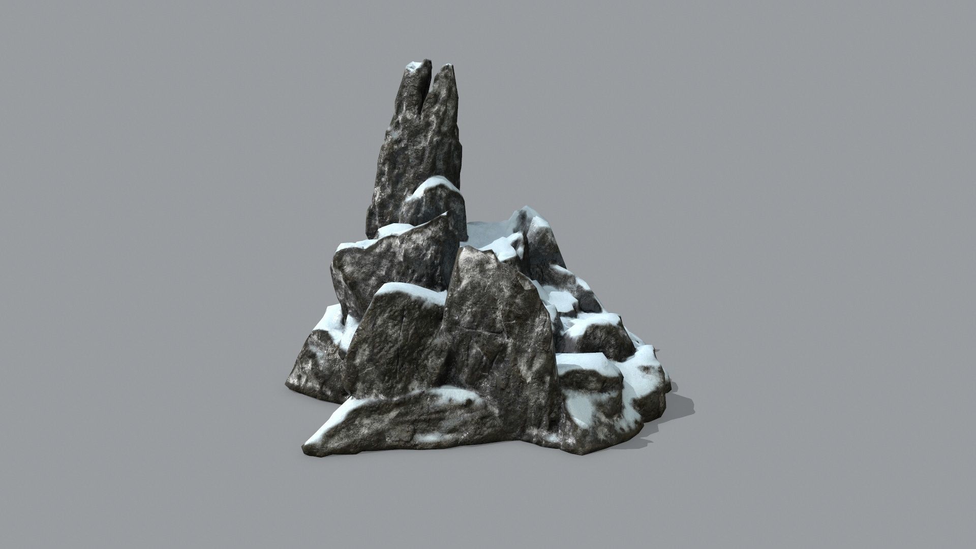 Rock Set with snow Low-poly 3D model_8