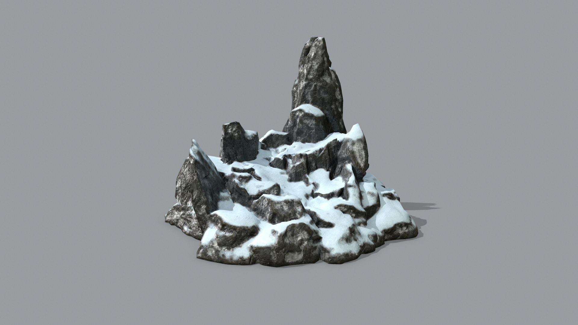 Rock Set with snow Low-poly 3D model_7