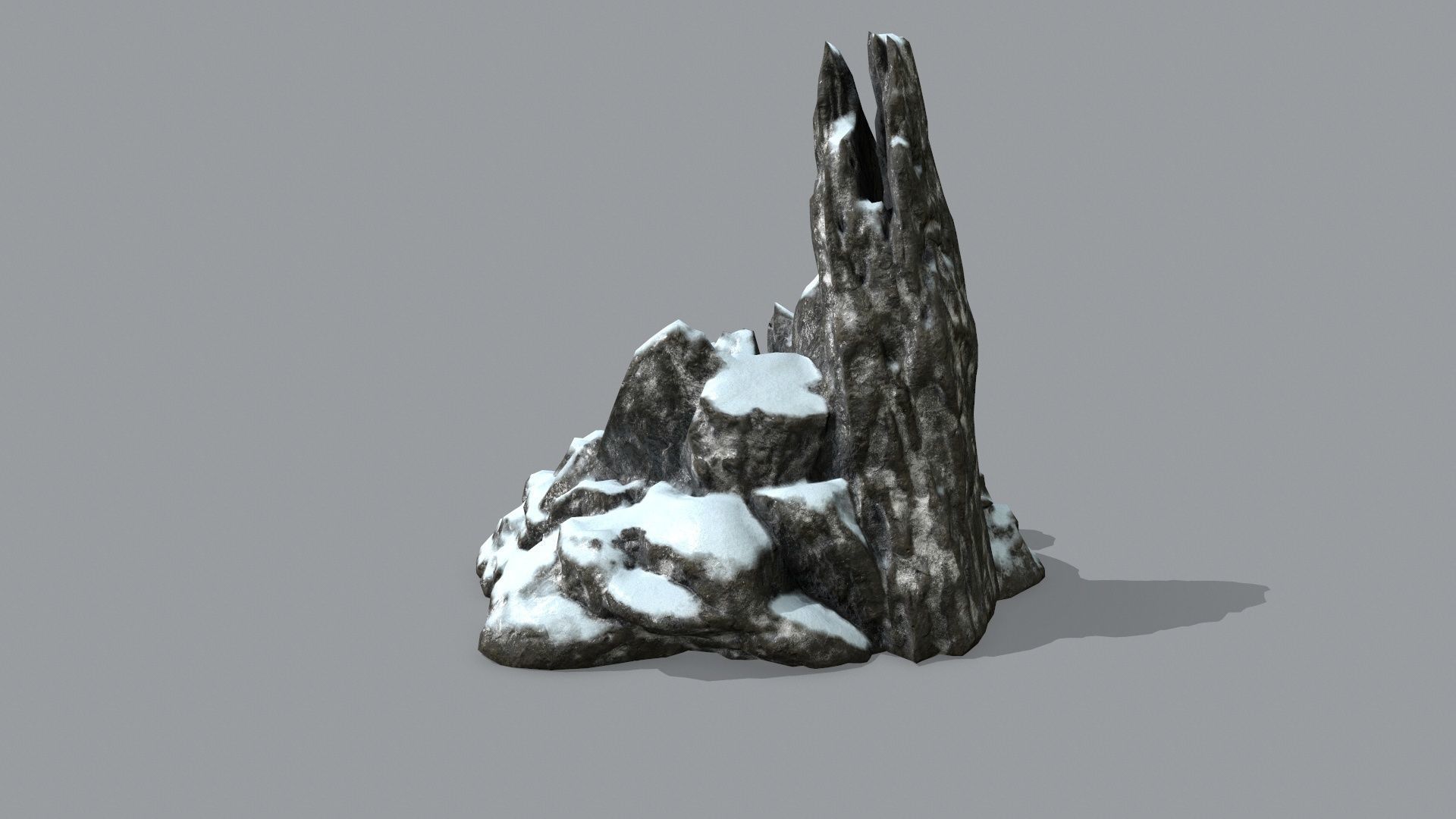 Rock Set with snow Low-poly 3D model_10