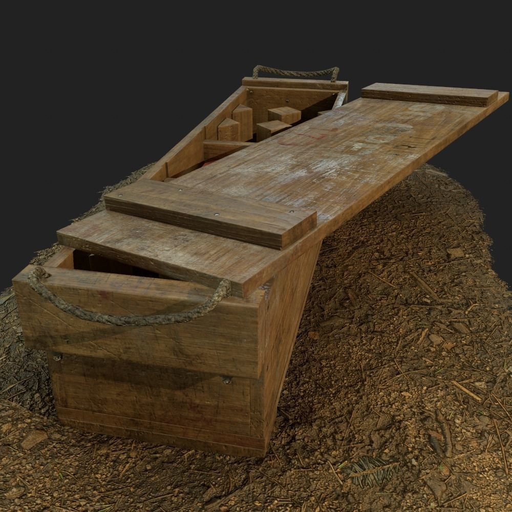 British army wooden grenade crate WW1 and WW2 Low-poly 3D model_6