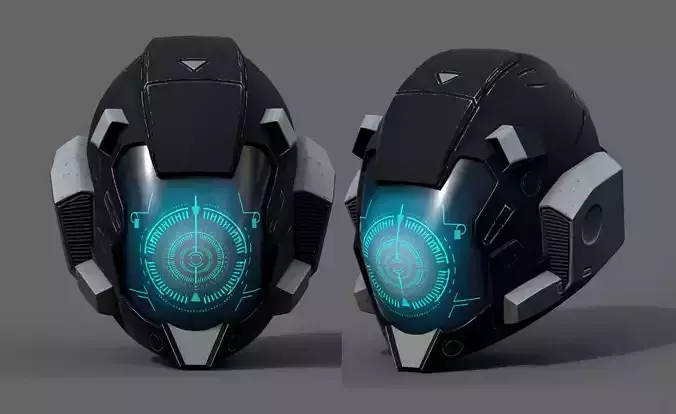 Helmet scifi military combat 3d cyborg pilot armor  fantasy  Low-poly 3D model