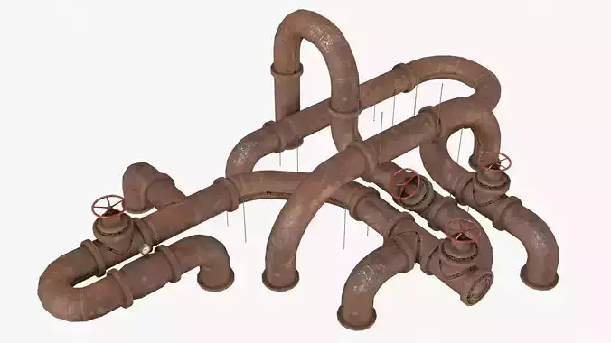 Rusted Pipes Low-poly 3D model