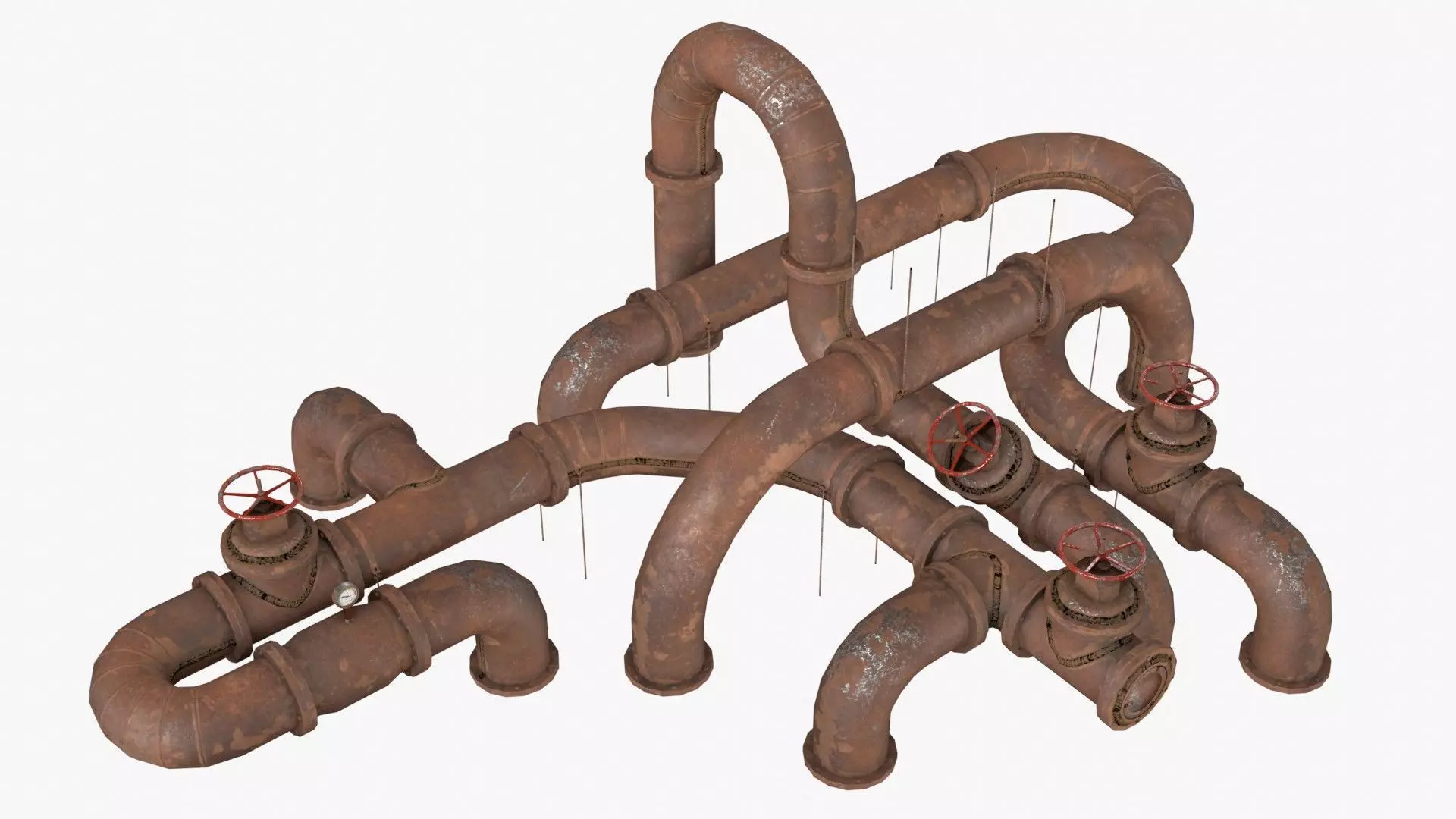 Rusted Pipes Low-poly 3D model_0