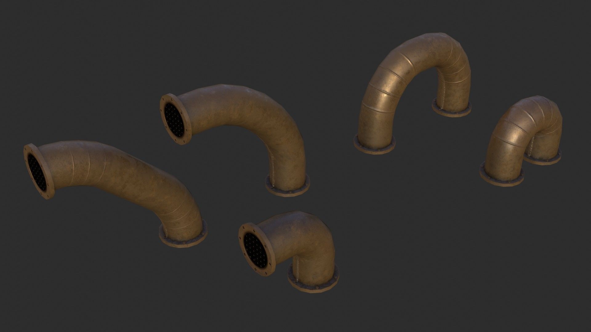 Copper Pipes Low-poly 3D model_6