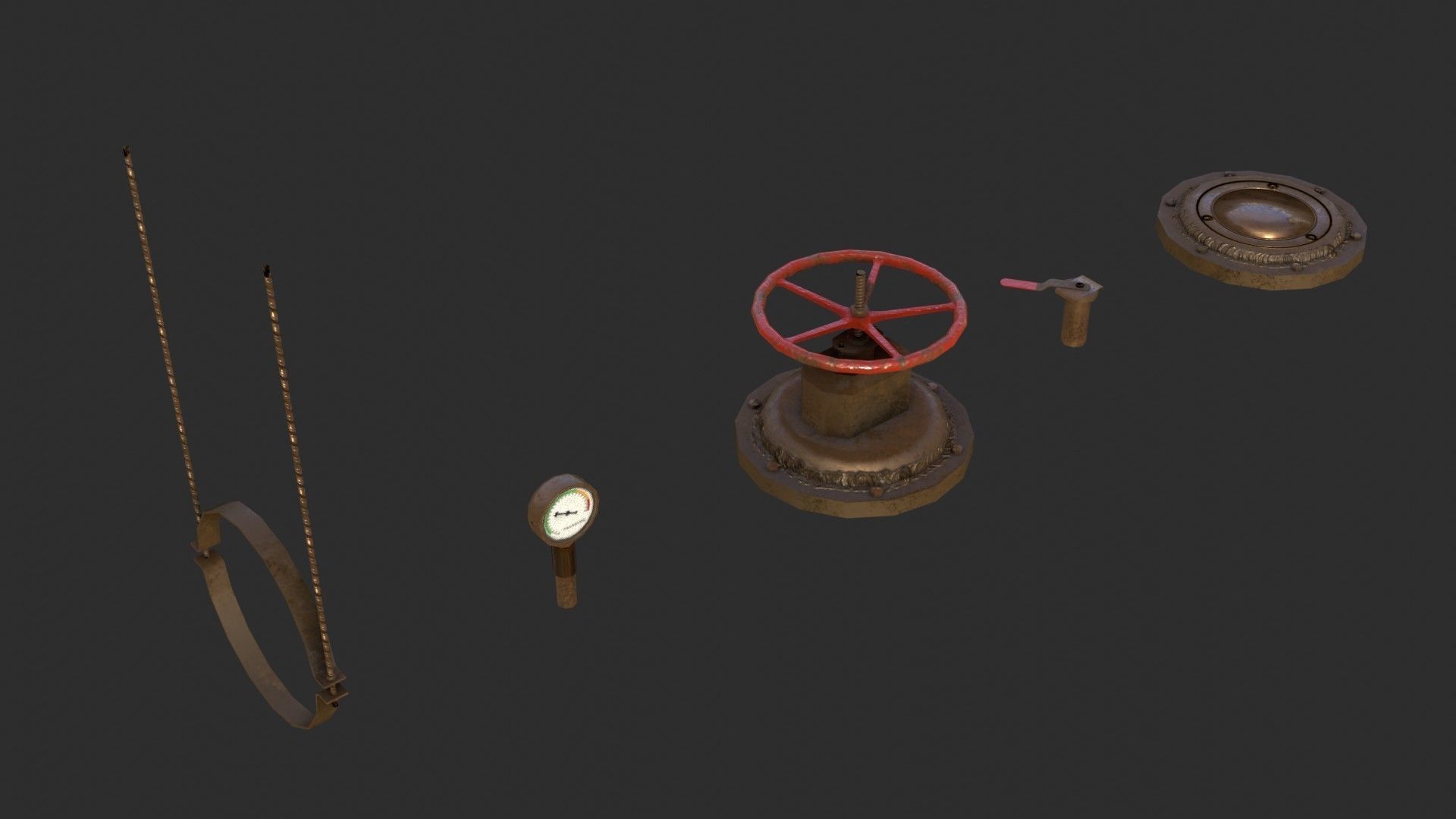 Copper Pipes Low-poly 3D model_5