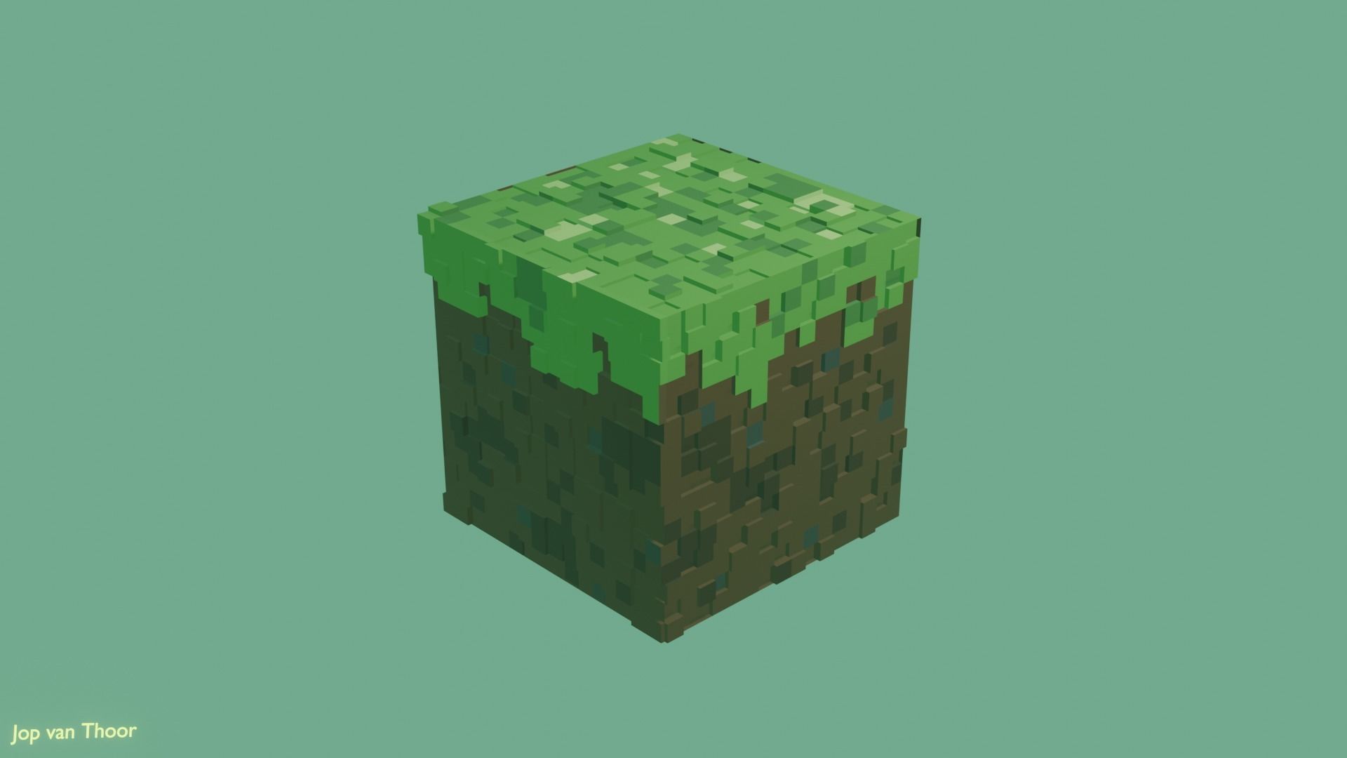 Minecraft Cube Low-poly 3D model_1