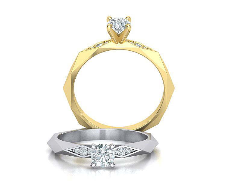Facet Diamond Rings Wedding Set 3dmodel 3D Model Collection_11
