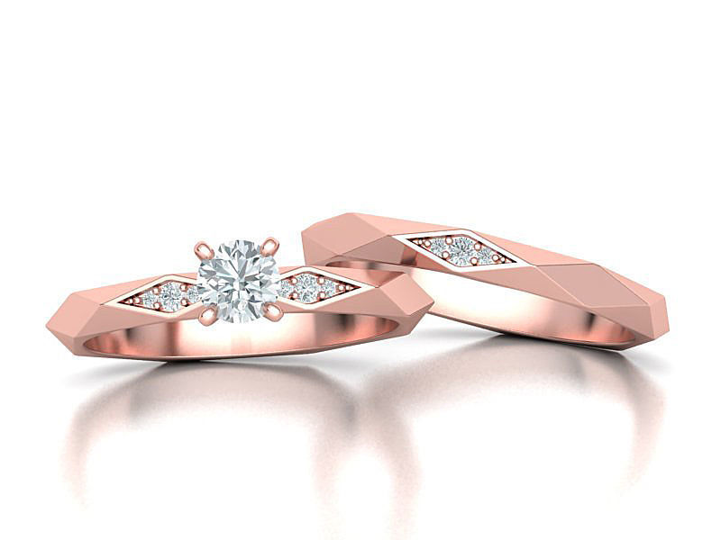 Facet Diamond Rings Wedding Set 3dmodel 3D Model Collection_13