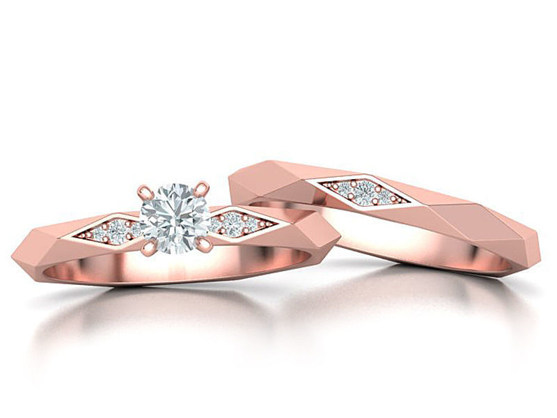 Facet Diamond Rings Wedding Set 3dmodel 3D Model Collection_14