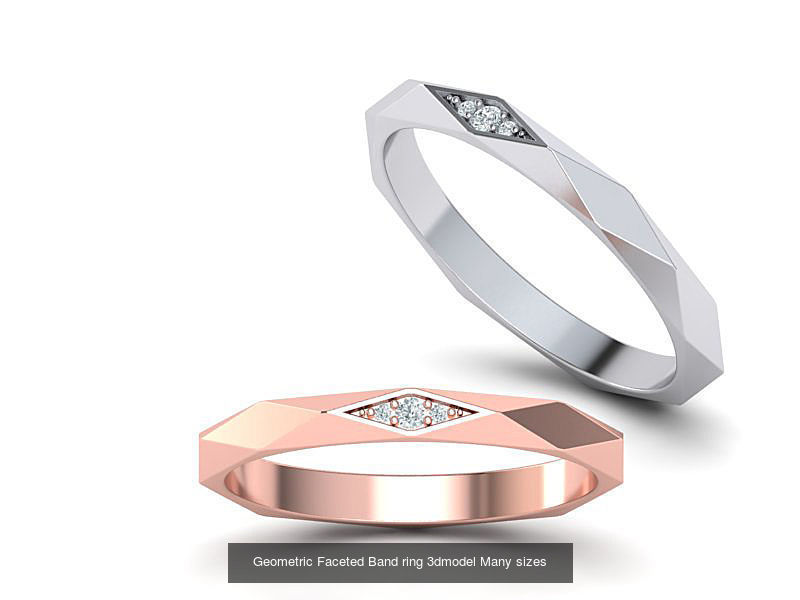Facet Diamond Rings Wedding Set 3dmodel 3D Model Collection_2