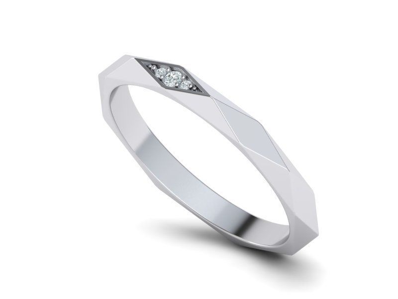 Facet Diamond Rings Wedding Set 3dmodel 3D Model Collection_6