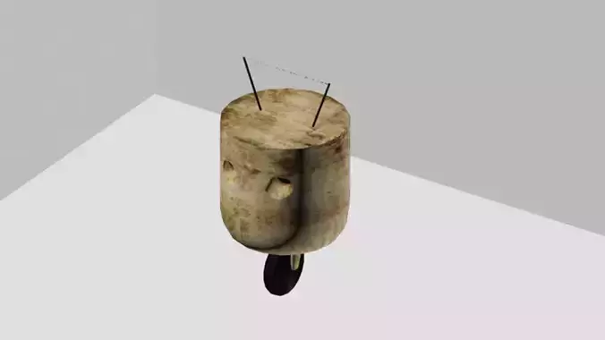 Robot Low-poly wooden sculpture