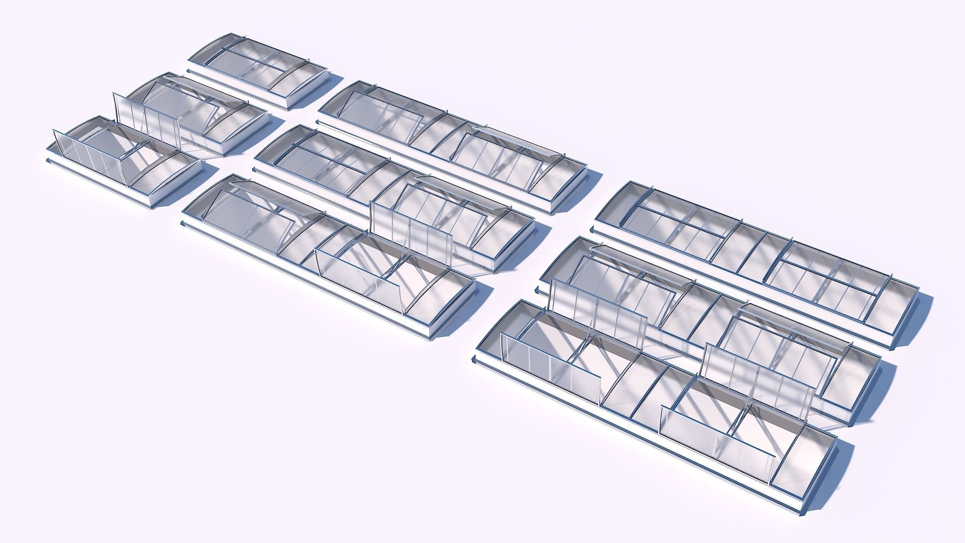 Clerestory SkyLight with variable windows positions 3D model_2