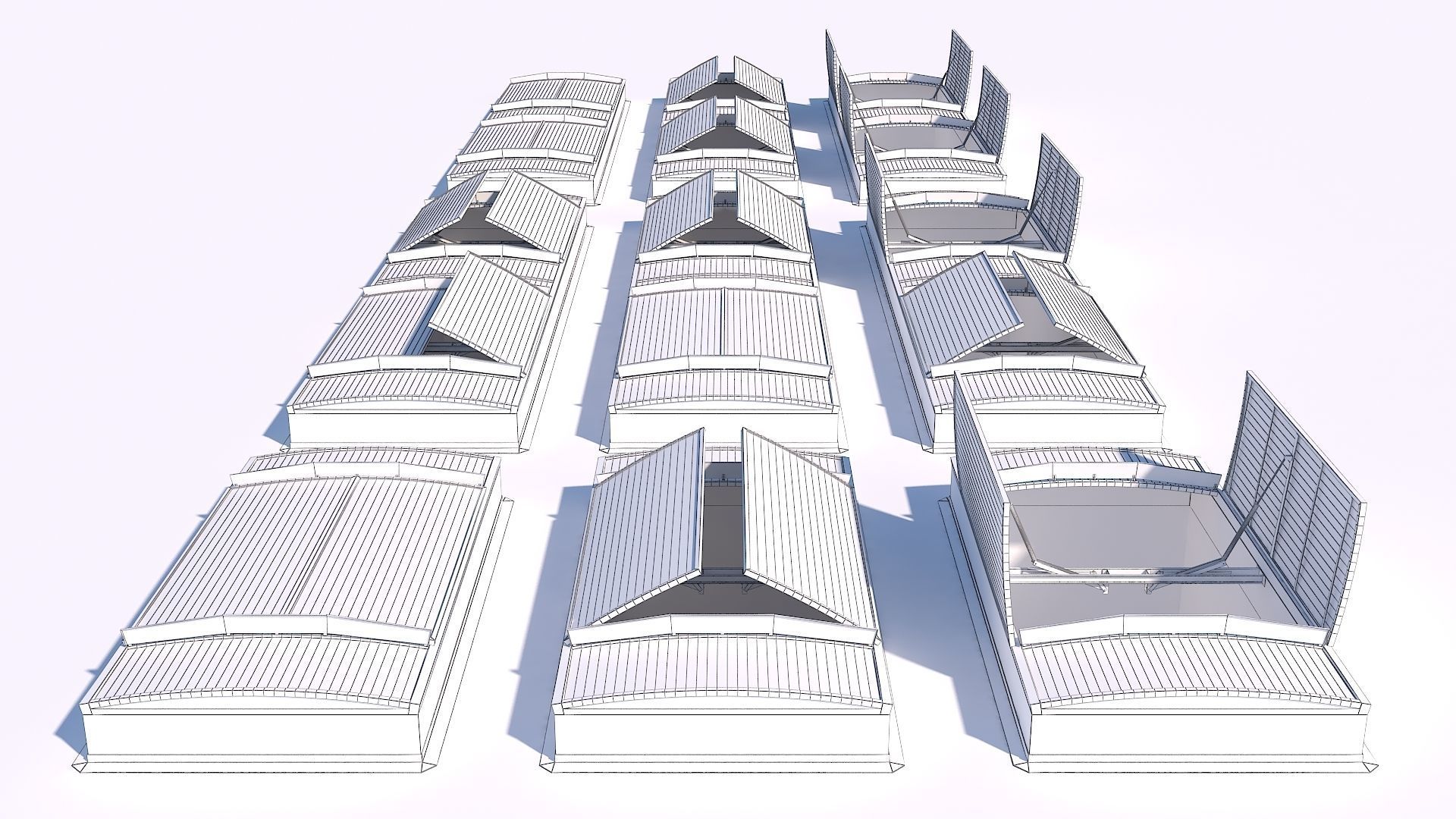 Clerestory SkyLight with variable windows positions 3D model_9