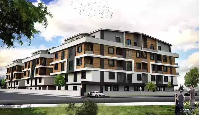 3 blocks building exteriors 3D model