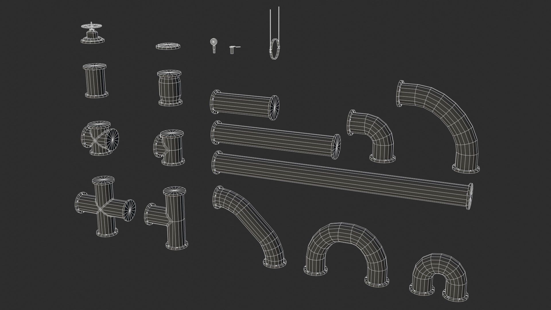 Old Folded Metallic Pipes Low-poly 3D model_10