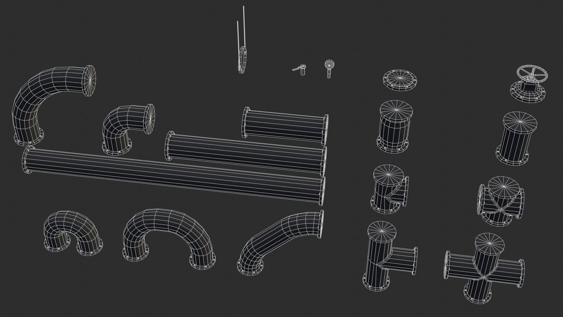Old Folded Metallic Pipes Low-poly 3D model_12