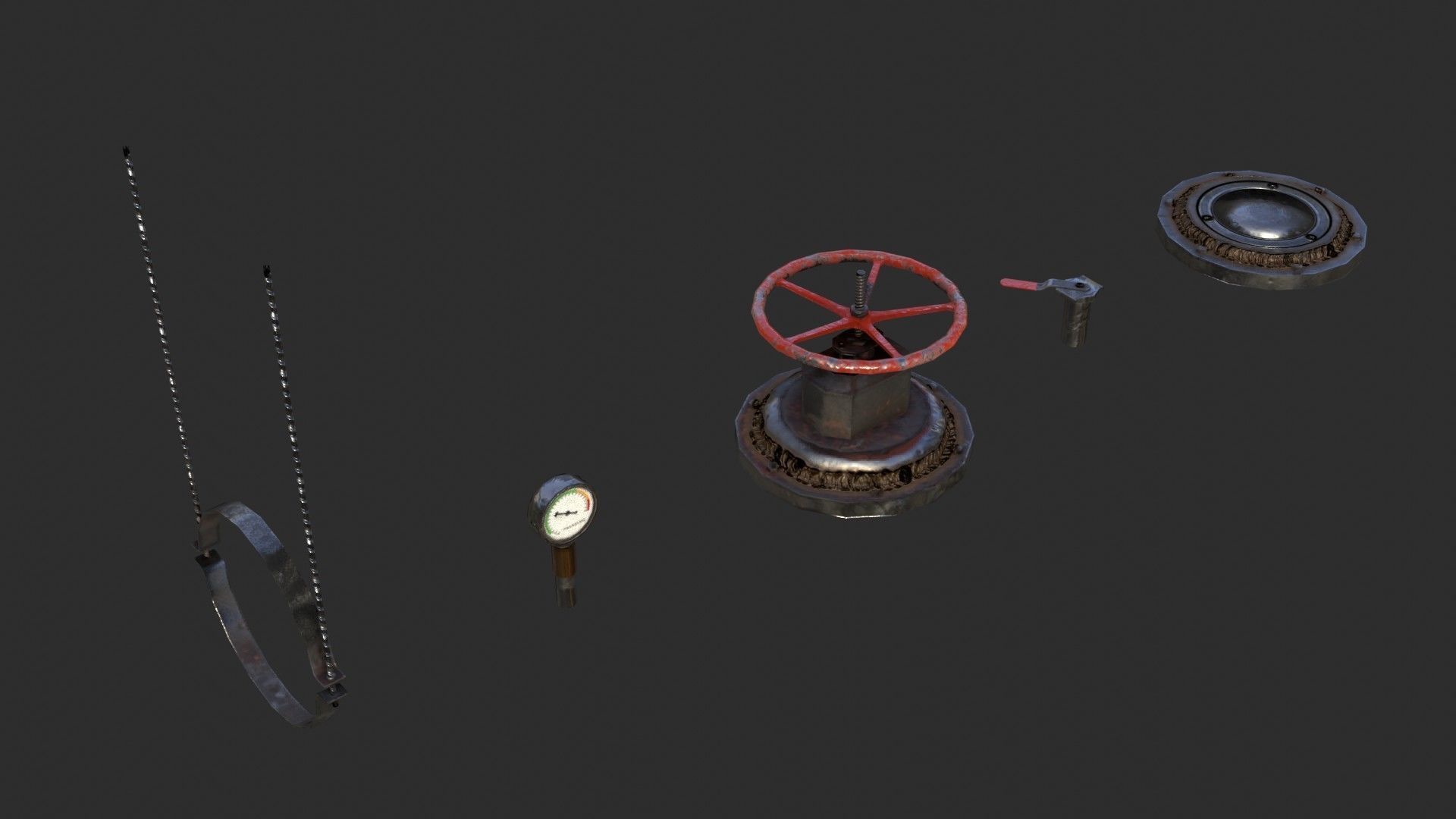 Old Folded Metallic Pipes Low-poly 3D model_9