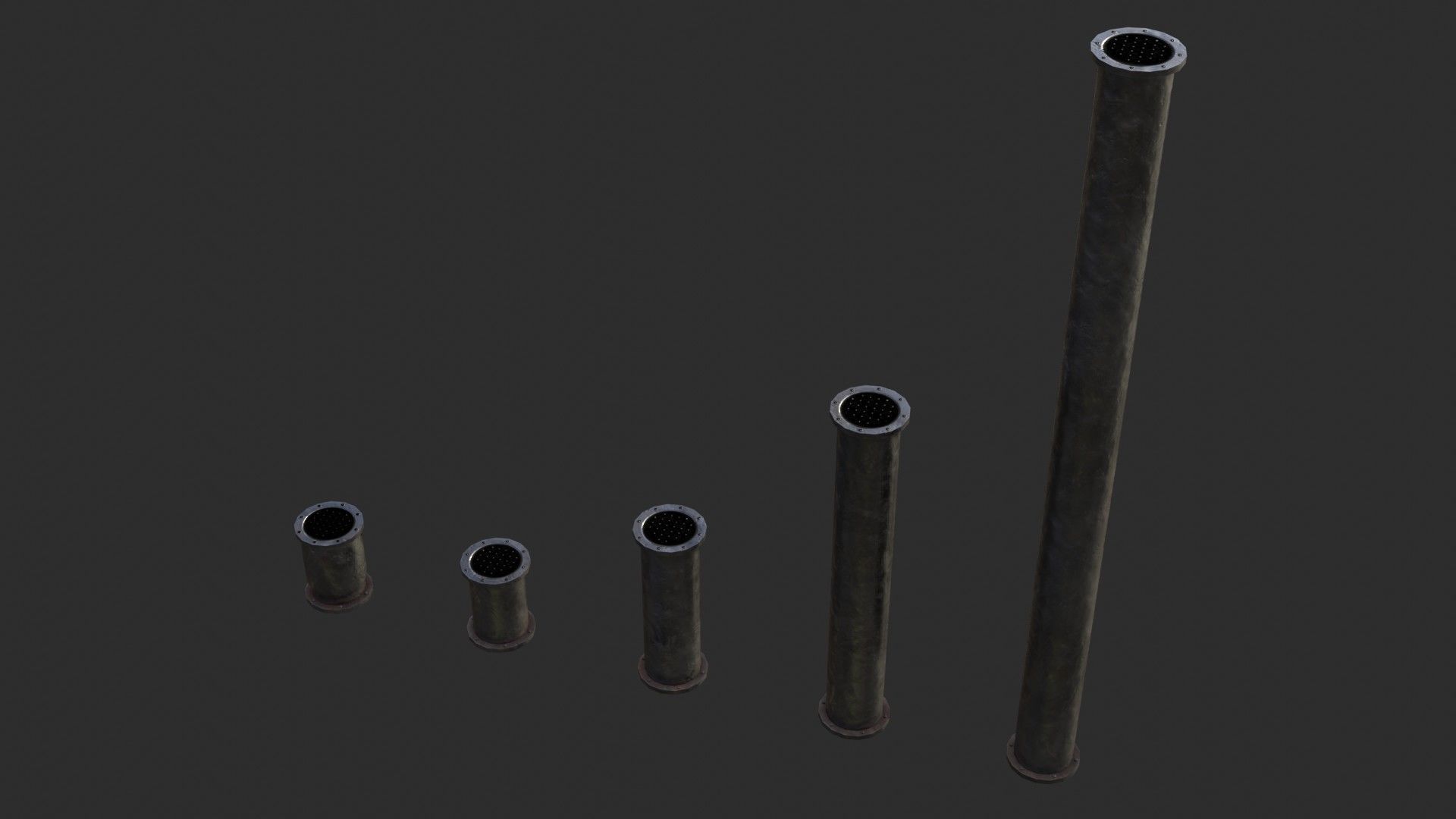 Old Folded Metallic Pipes Low-poly 3D model_7