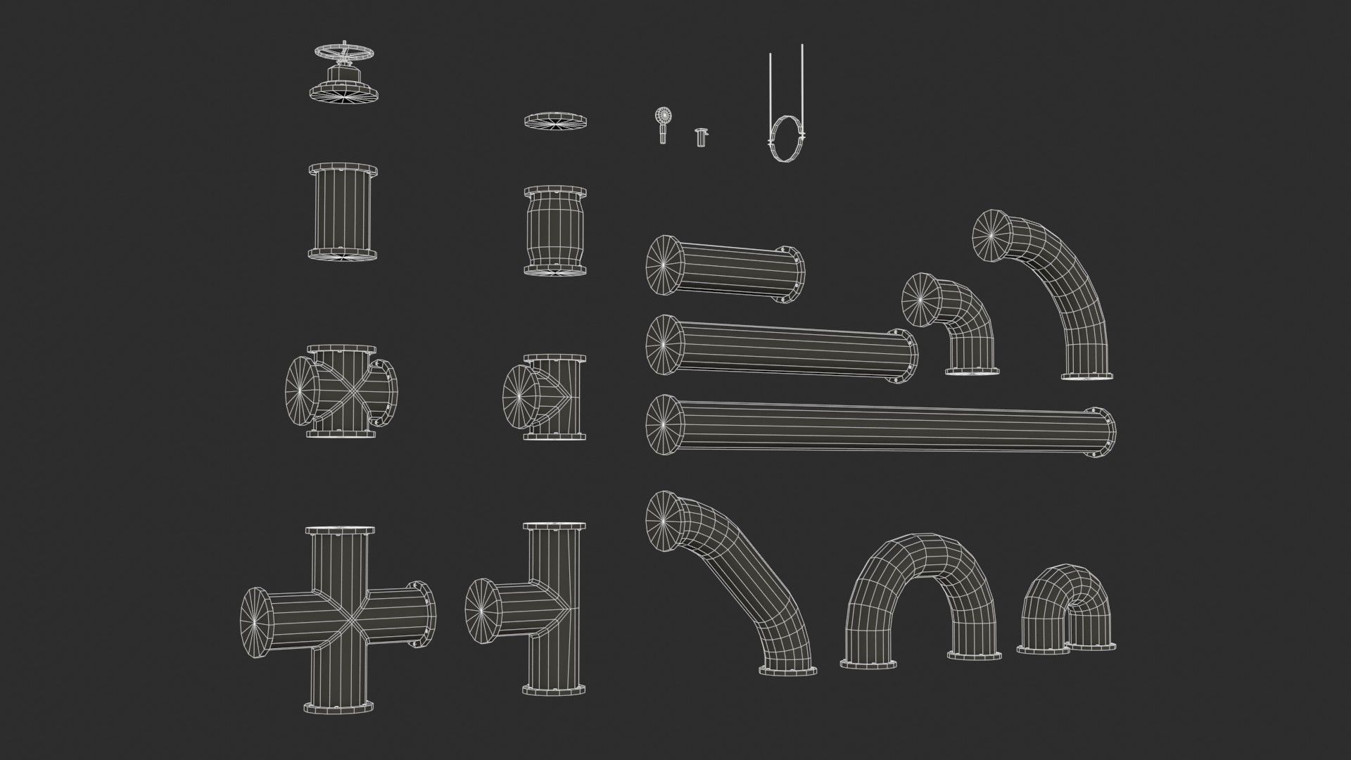 Old Folded Metallic Pipes Low-poly 3D model_11