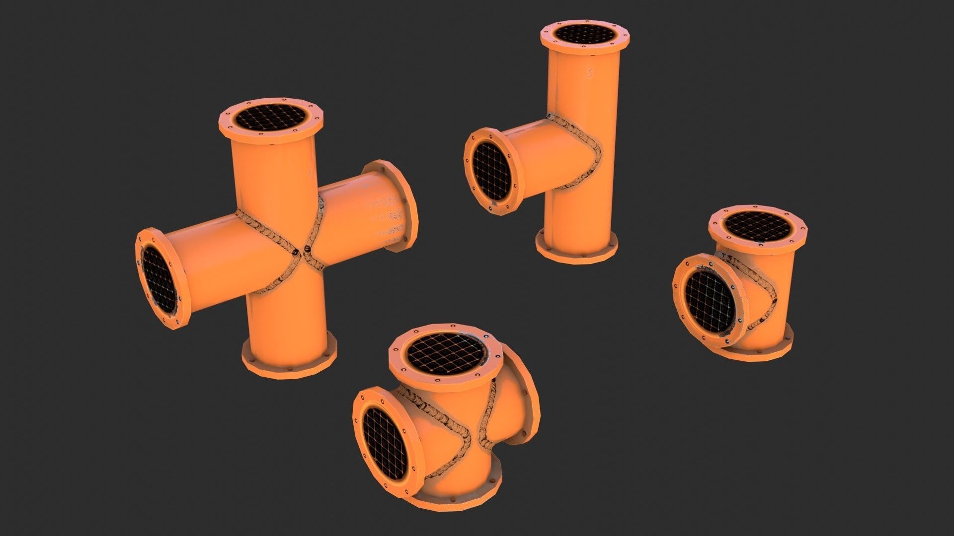Painted Pipes Low-poly 3D model_13