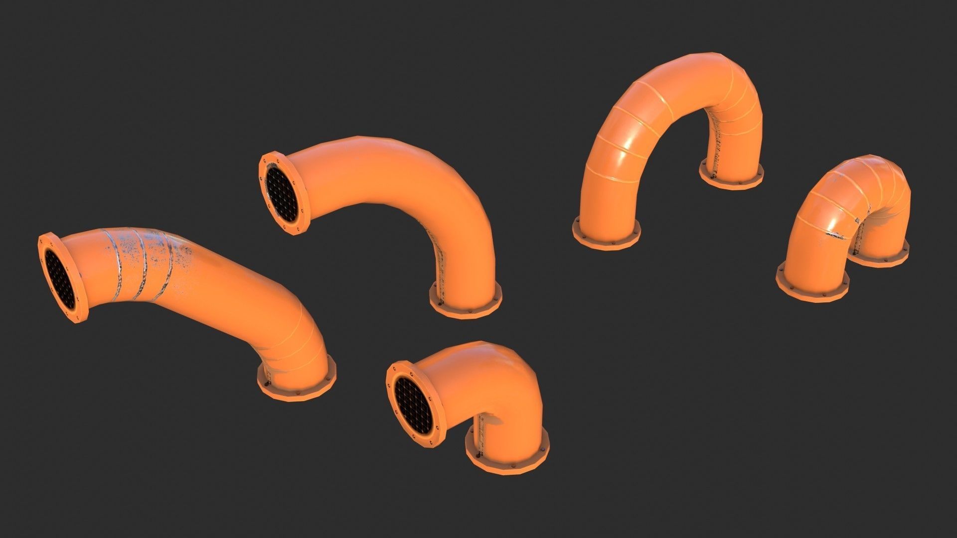 Painted Pipes Low-poly 3D model_11