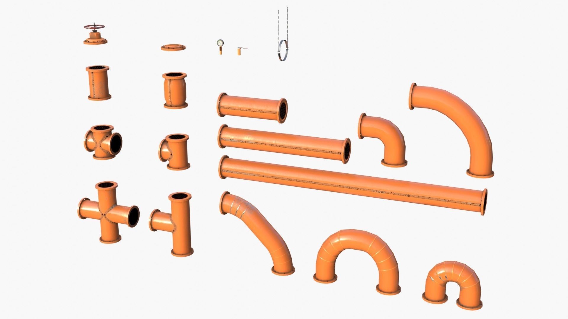 Painted Pipes Low-poly 3D model_1