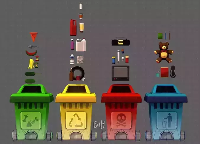 Garbage water bottle Low-poly 3D model