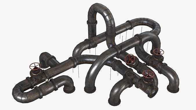 Old Metallic Pipes Low-poly 3D model