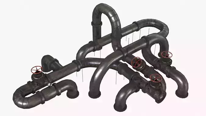 Old Metallic Pipes Low-poly 3D model
