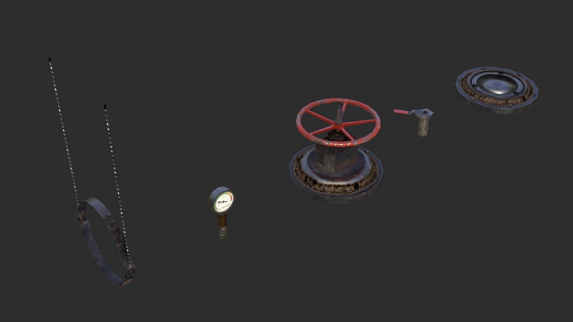 Old Metallic Pipes Low-poly 3D model_9