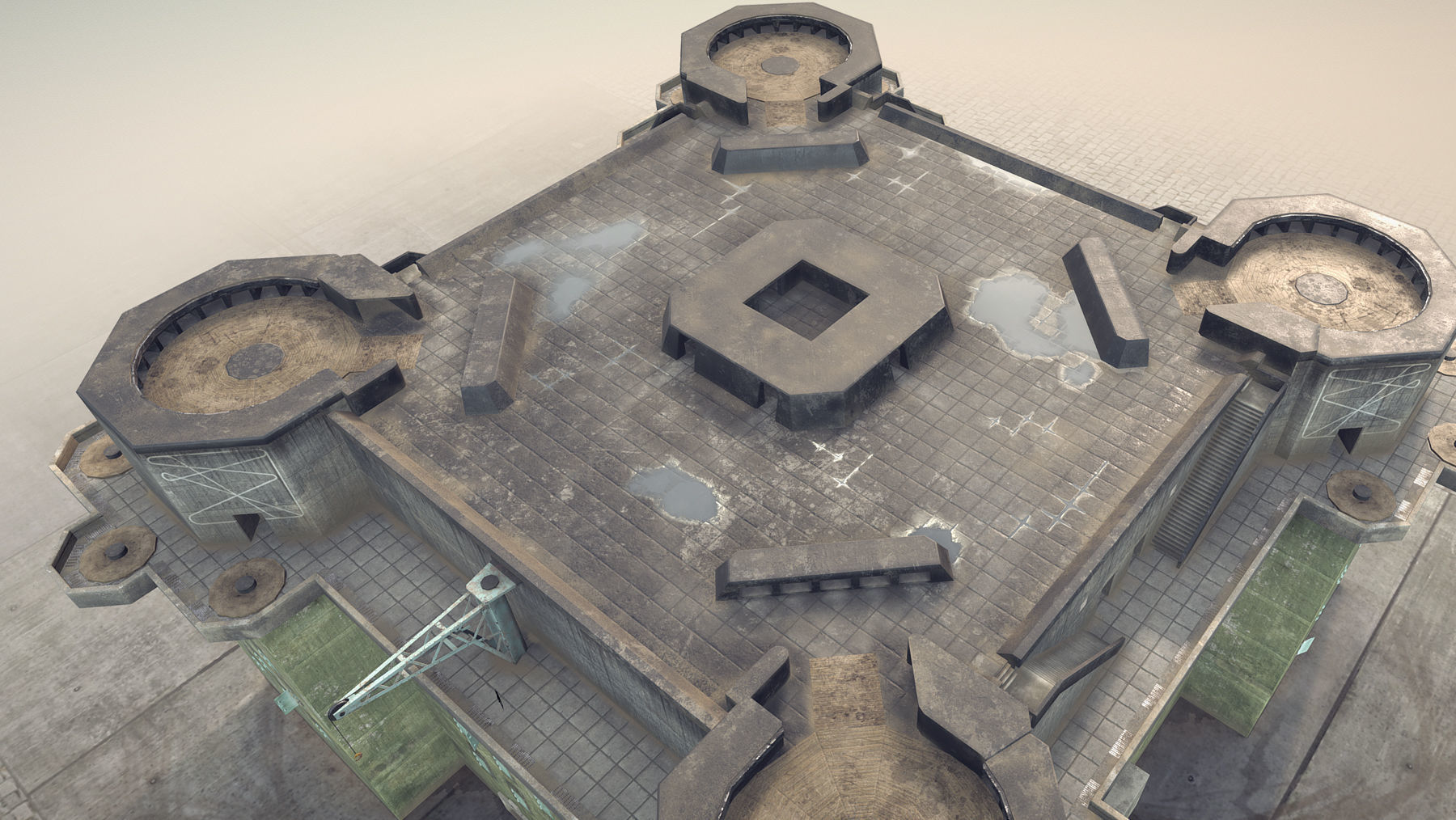 WW2 FlakTurm IV Low-poly 3D model_6