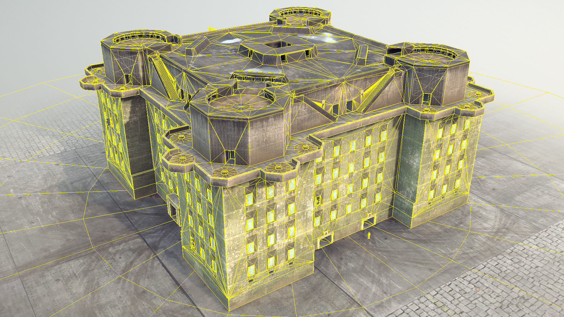 WW2 FlakTurm IV Low-poly 3D model_13