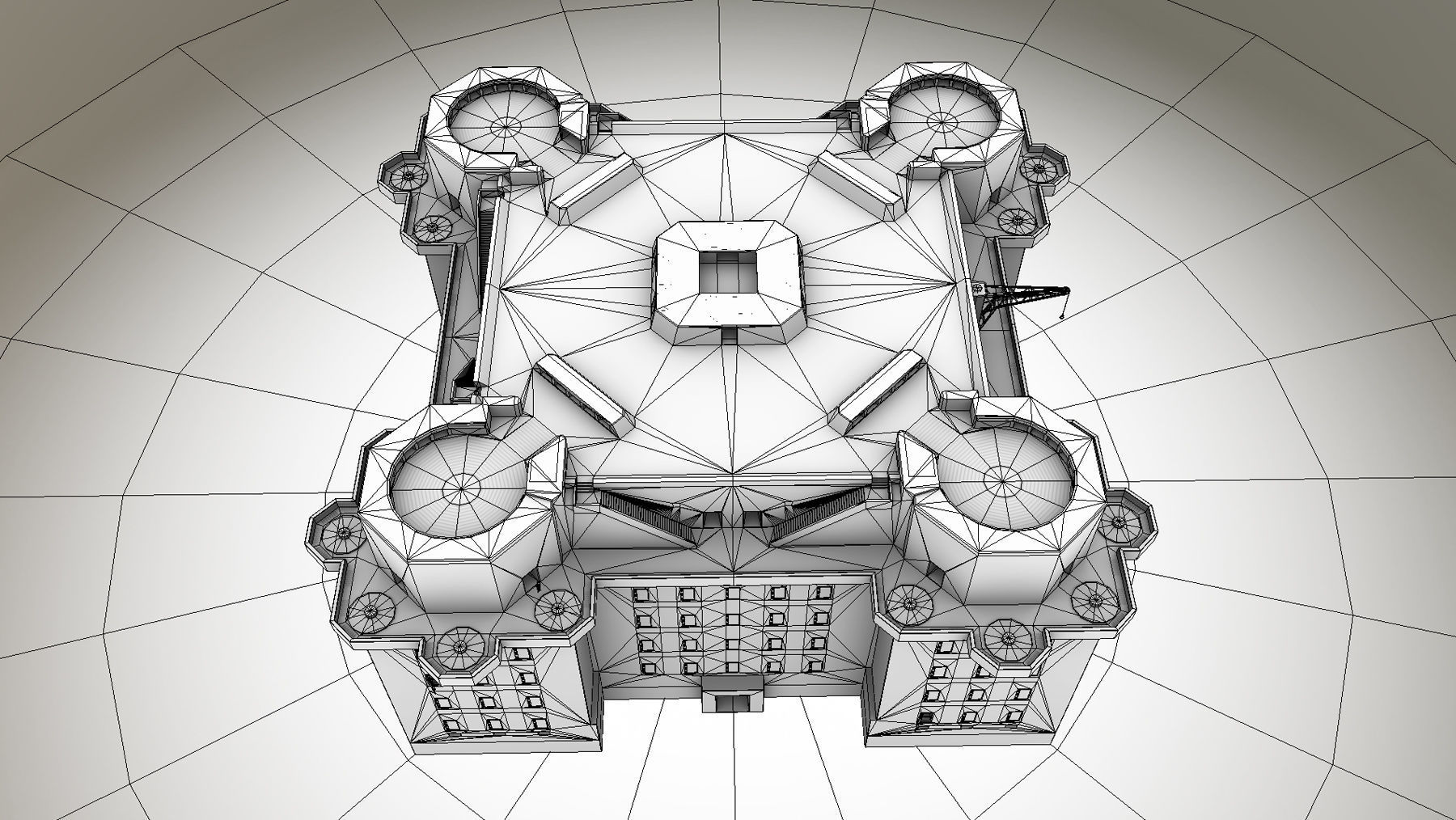 WW2 FlakTurm IV Low-poly 3D model_17