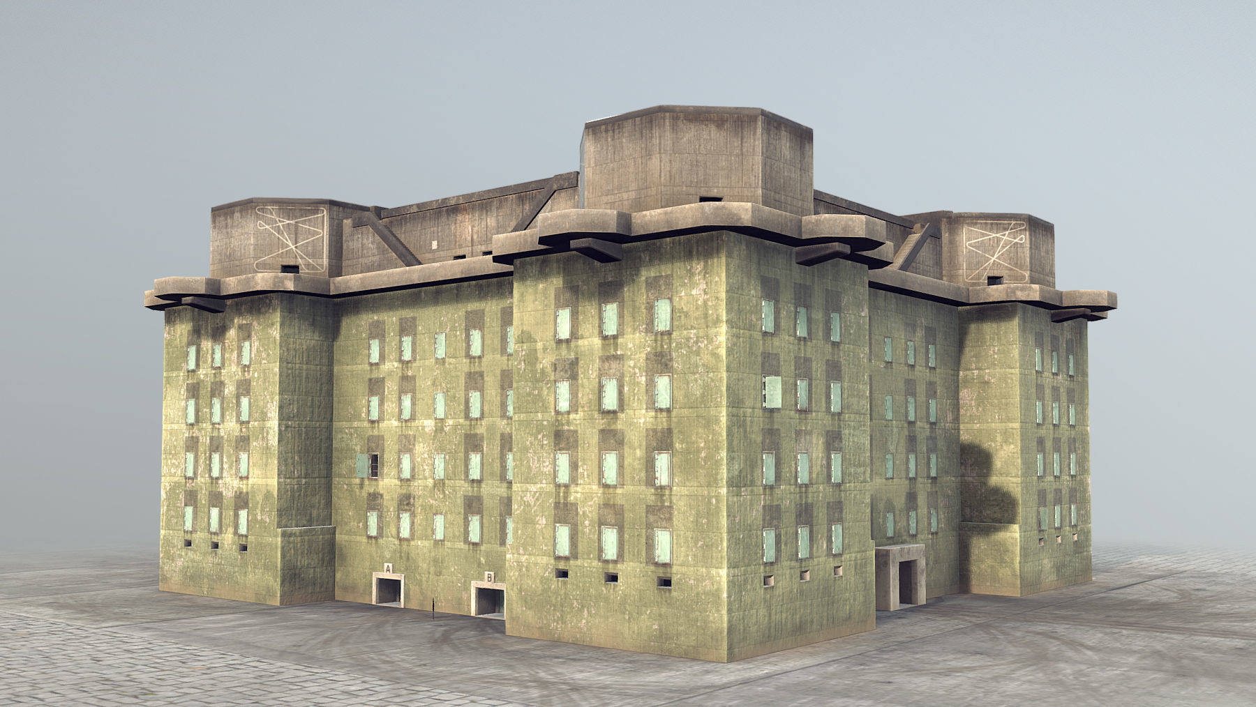 WW2 FlakTurm IV Low-poly 3D model_4
