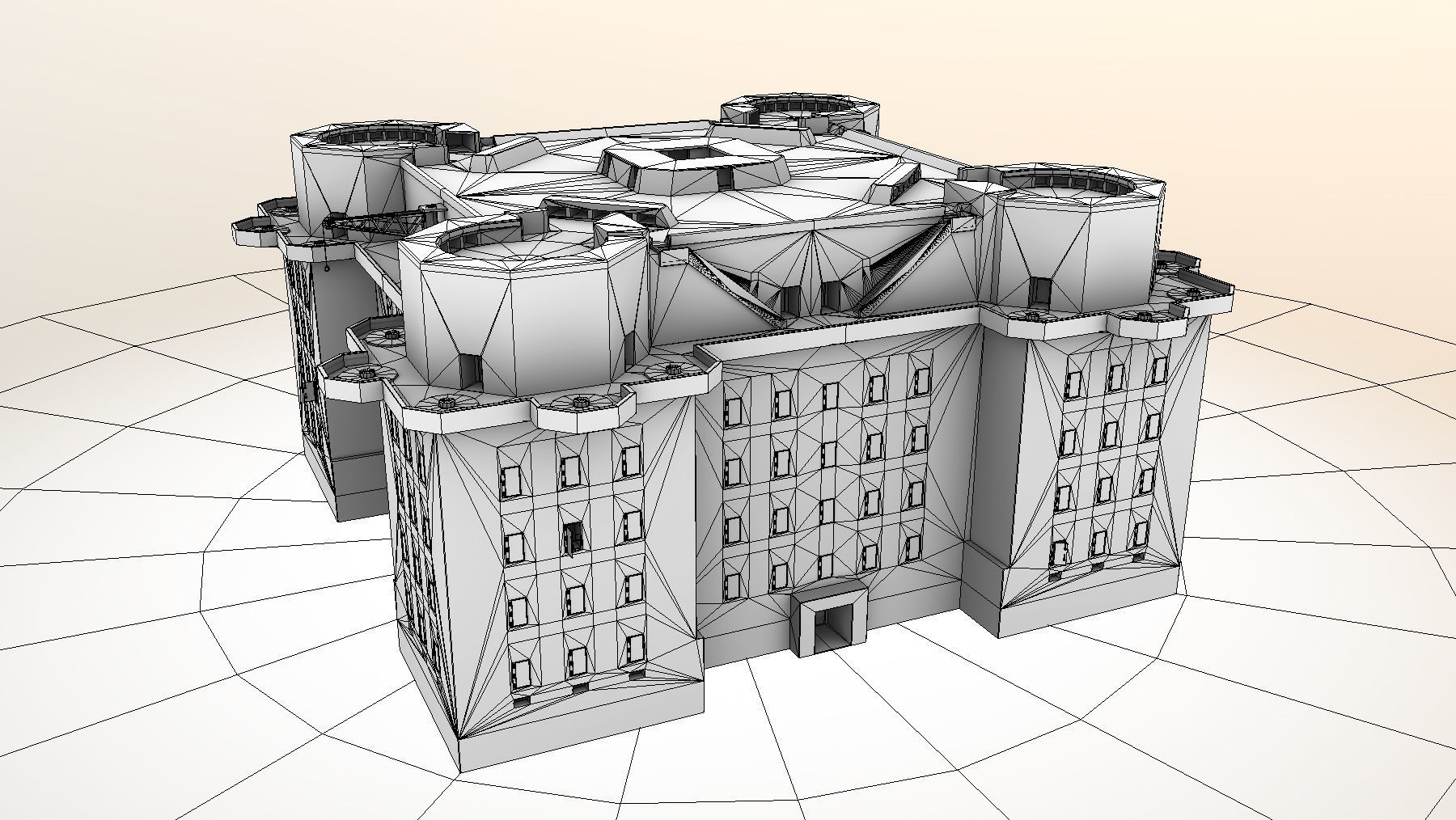 WW2 FlakTurm IV Low-poly 3D model_15
