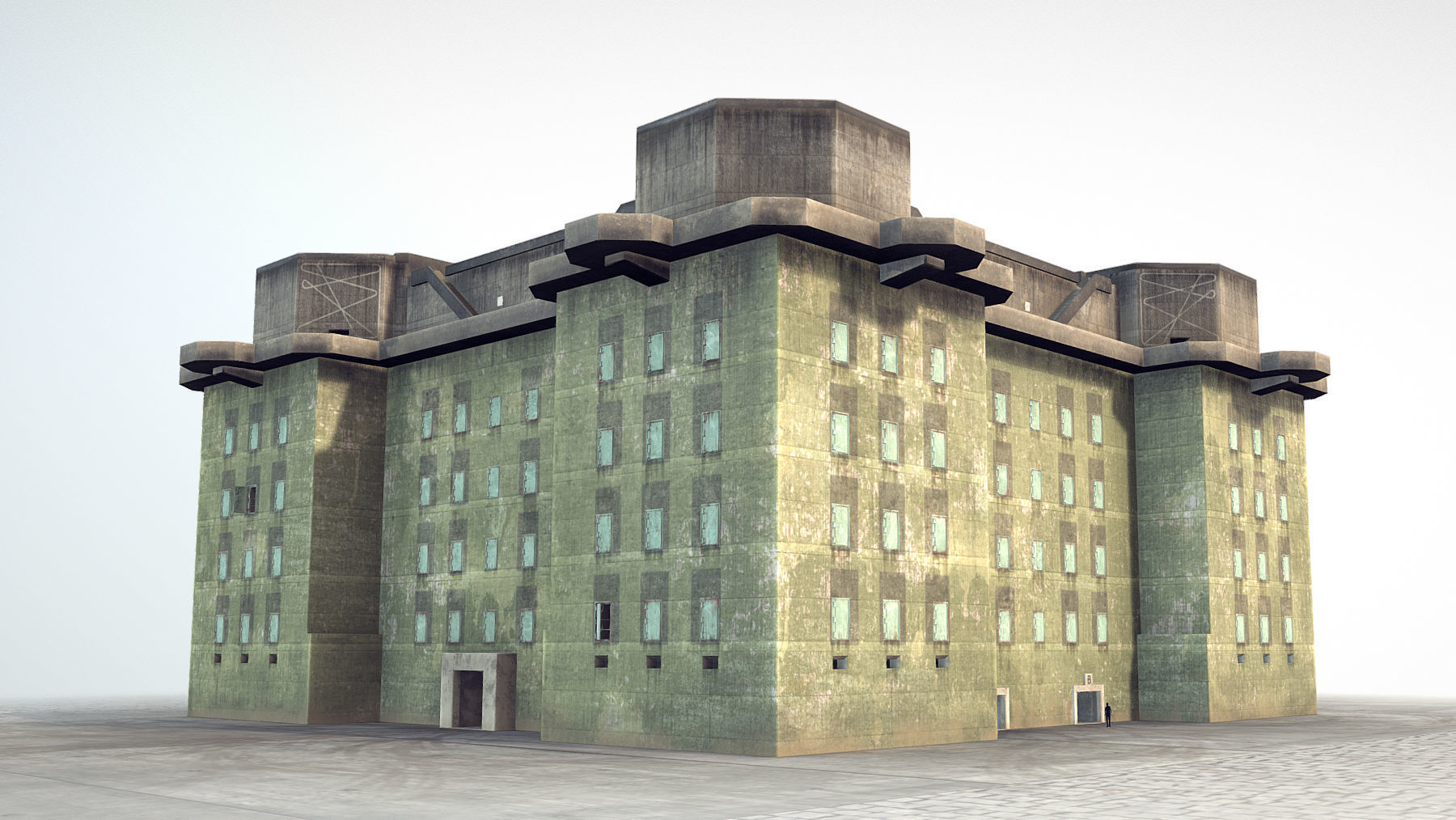 WW2 FlakTurm IV Low-poly 3D model_9