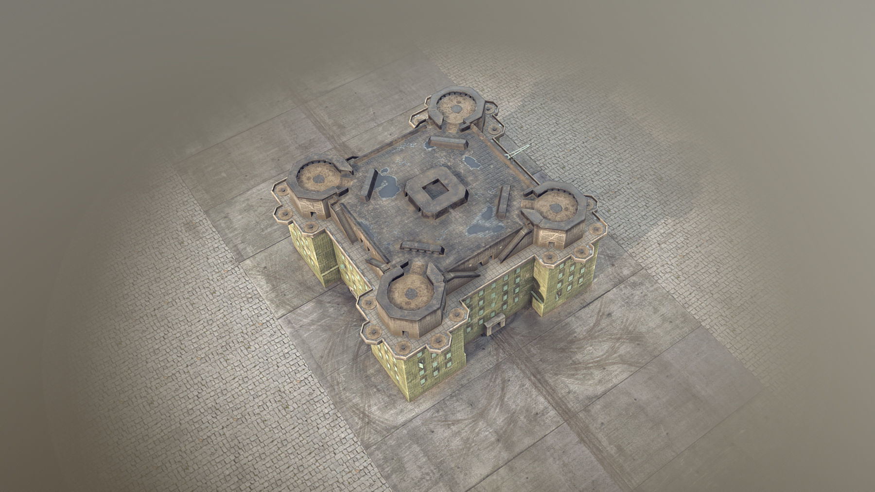 WW2 FlakTurm IV Low-poly 3D model_10