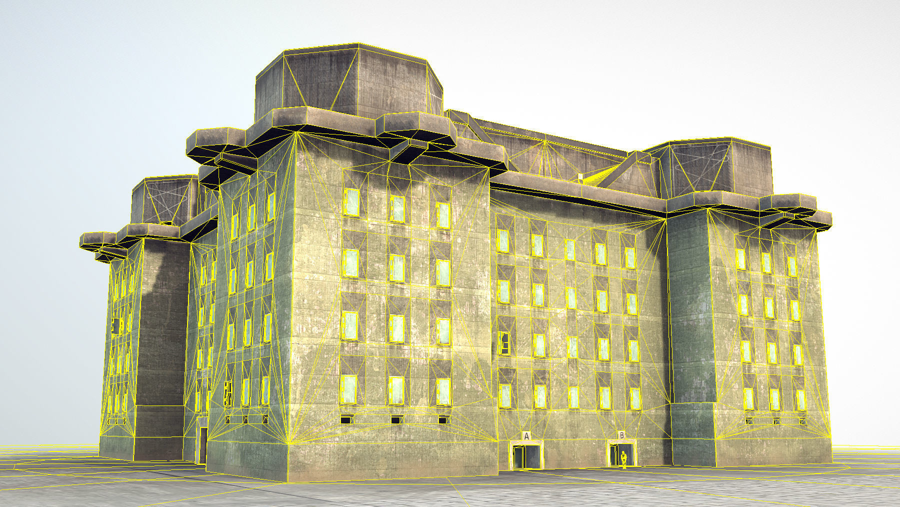 WW2 FlakTurm IV Low-poly 3D model_14