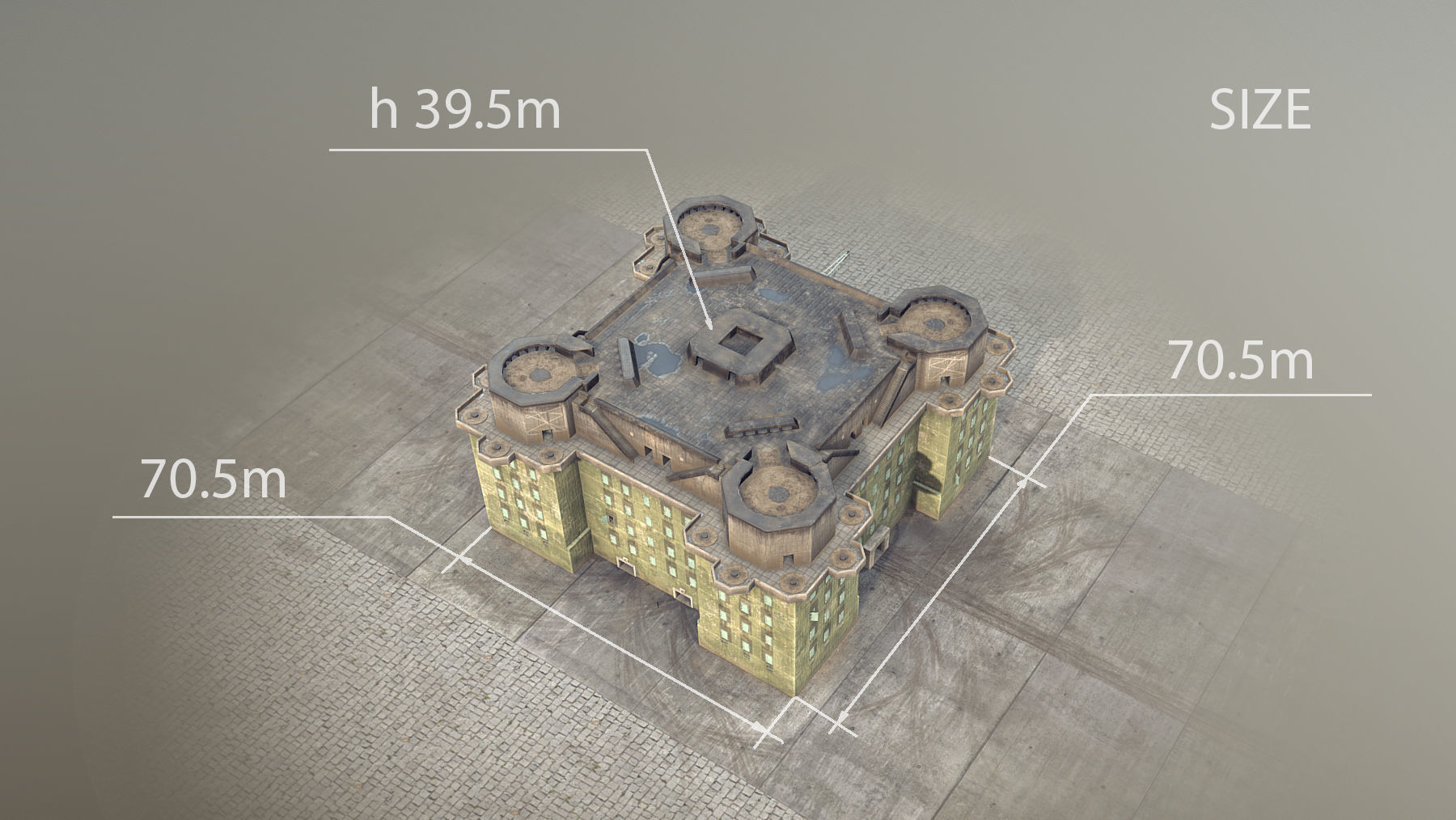 WW2 FlakTurm IV Low-poly 3D model_11