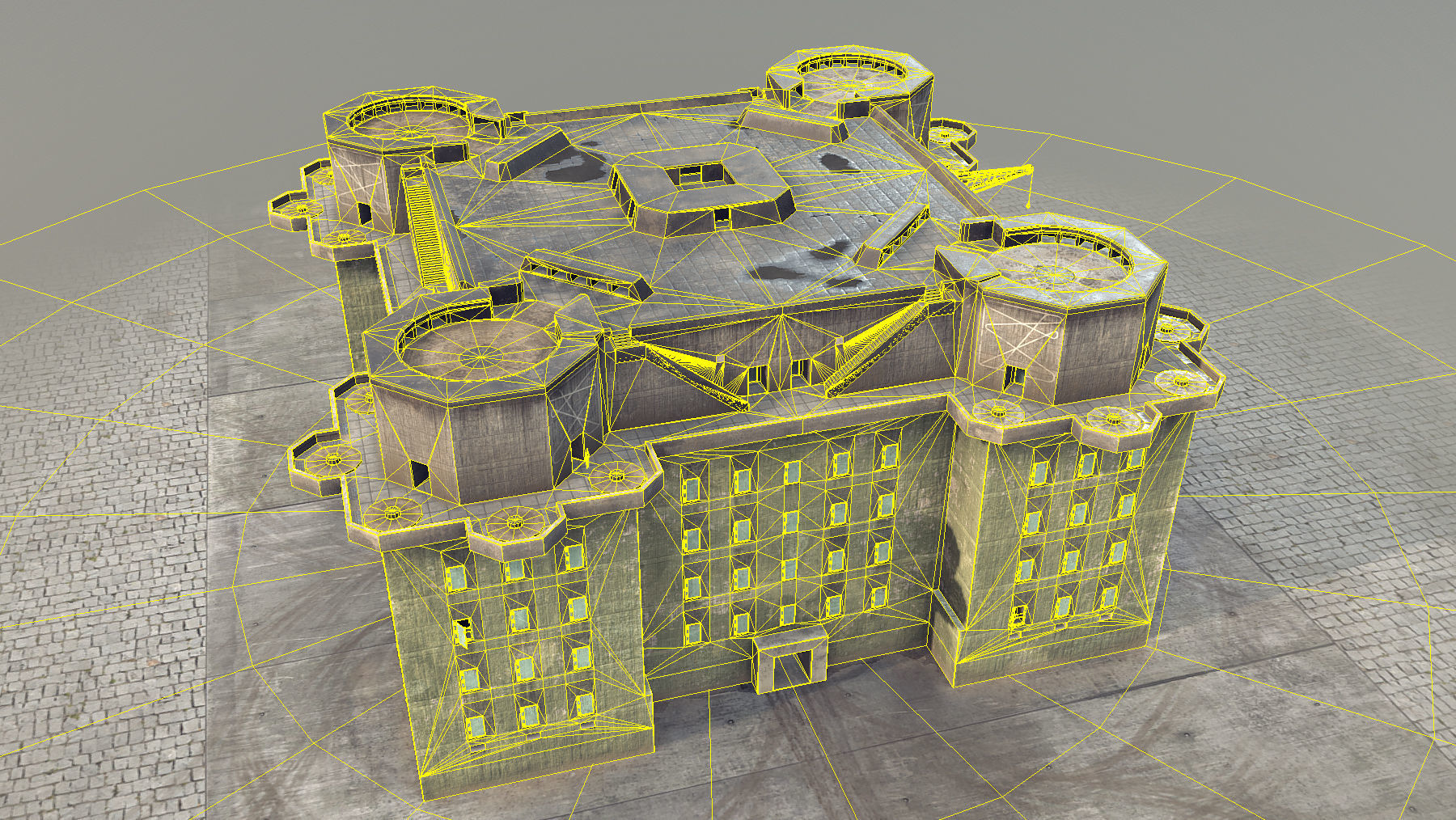 WW2 FlakTurm IV Low-poly 3D model_12