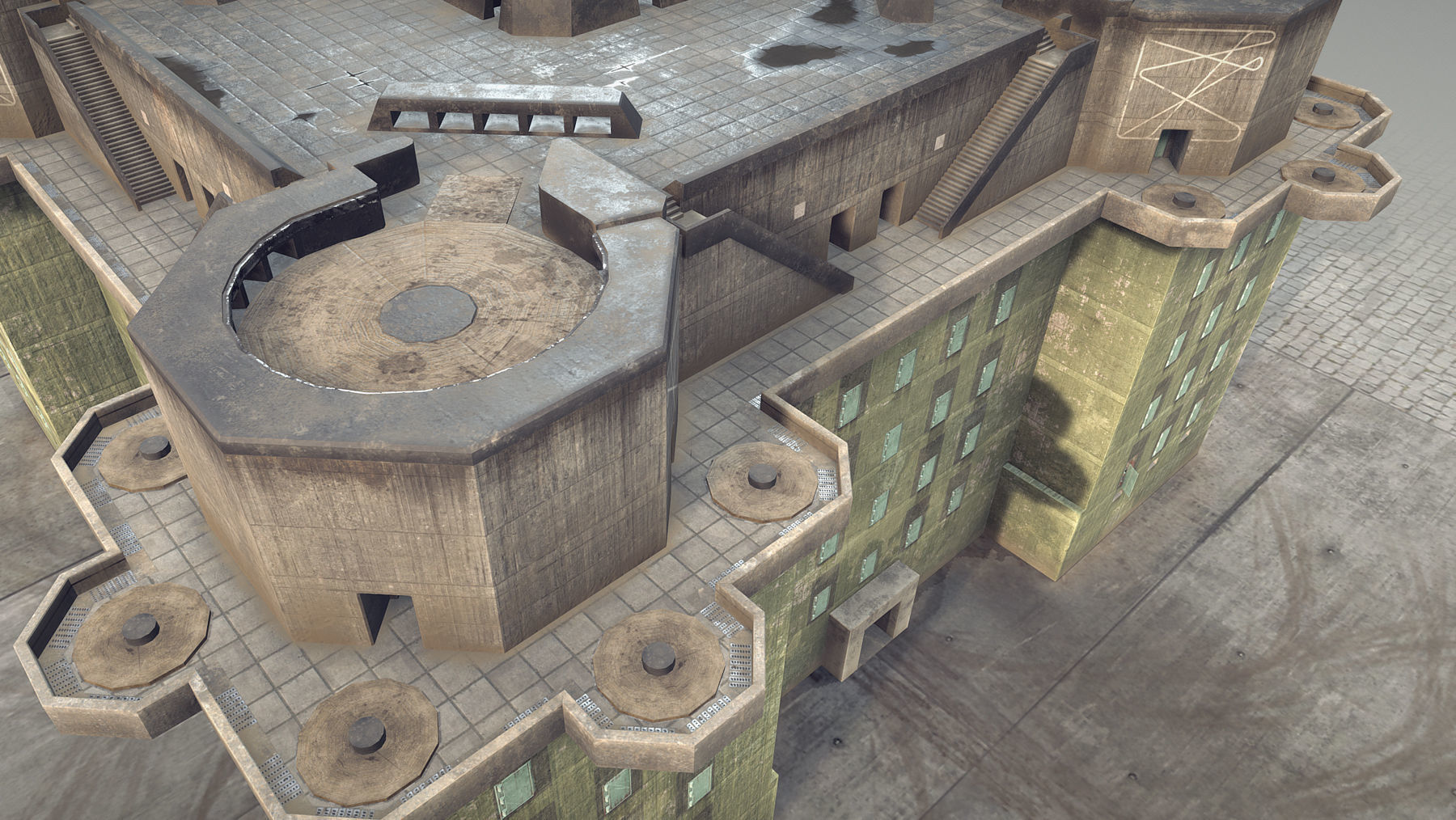 WW2 FlakTurm IV Low-poly 3D model_8