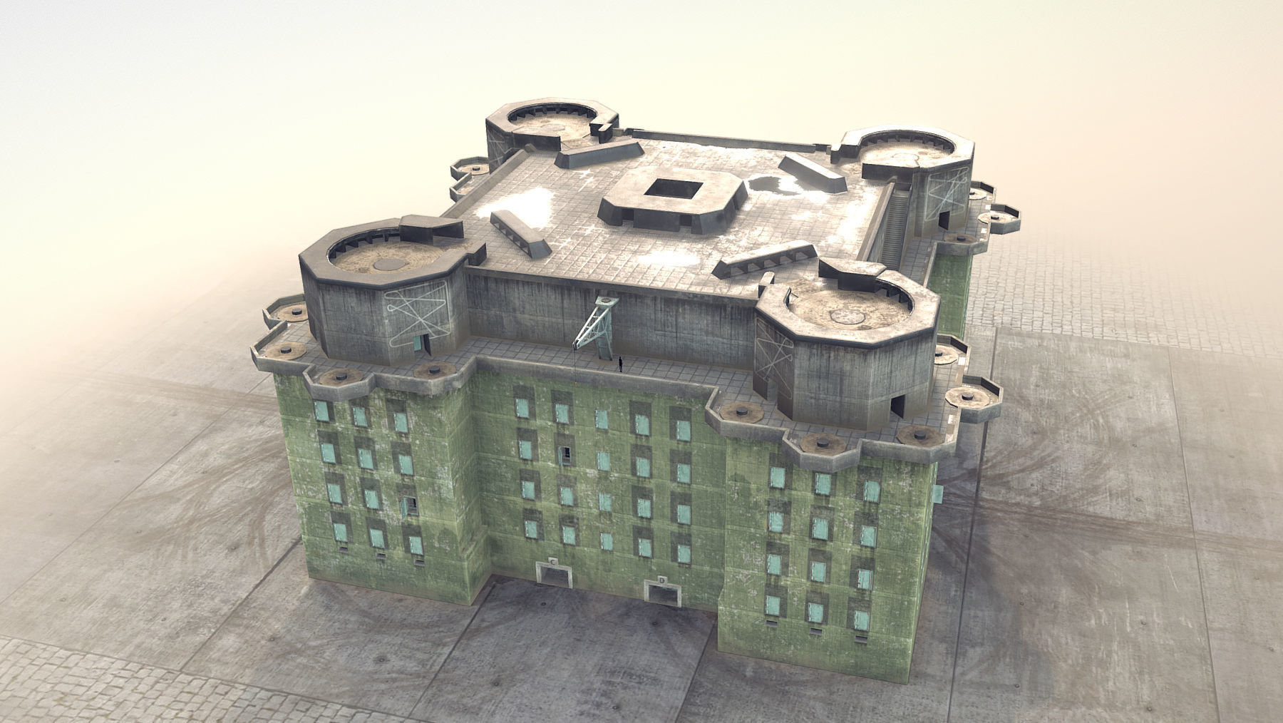 WW2 FlakTurm IV Low-poly 3D model_5