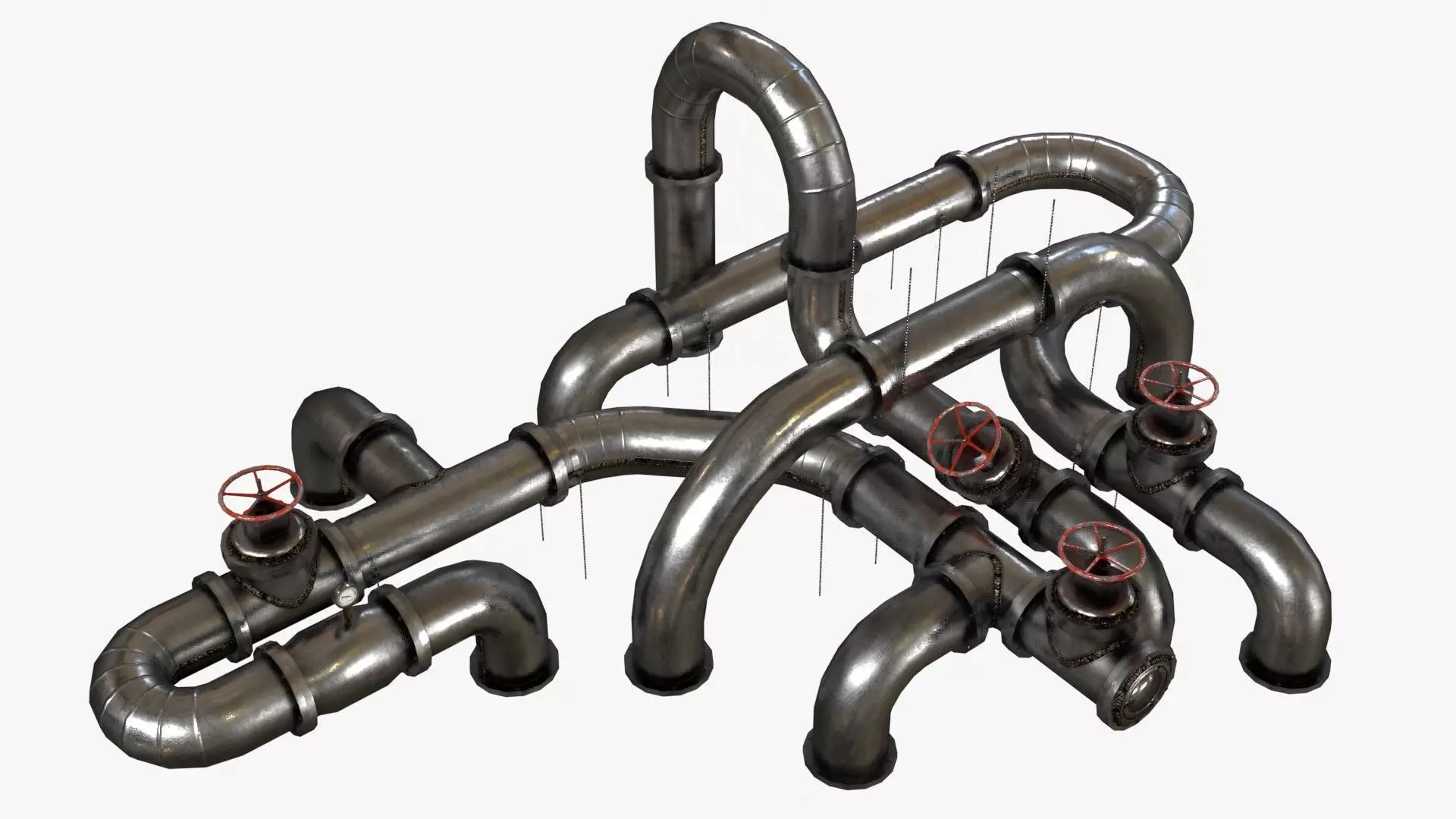 Clean Metal Pipes Low-poly 3D model