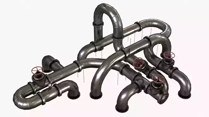 Clean Metal Pipes Low-poly 3D model