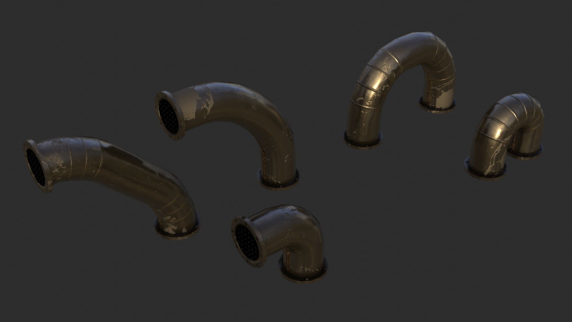 Steampunk Pipes Low-poly 3D model_6