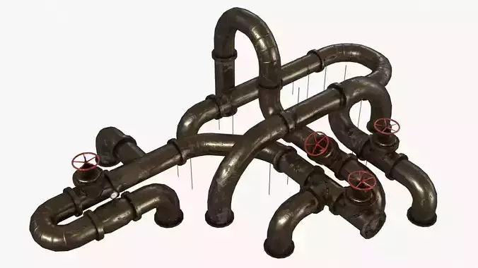 Steampunk Pipes Low-poly 3D model