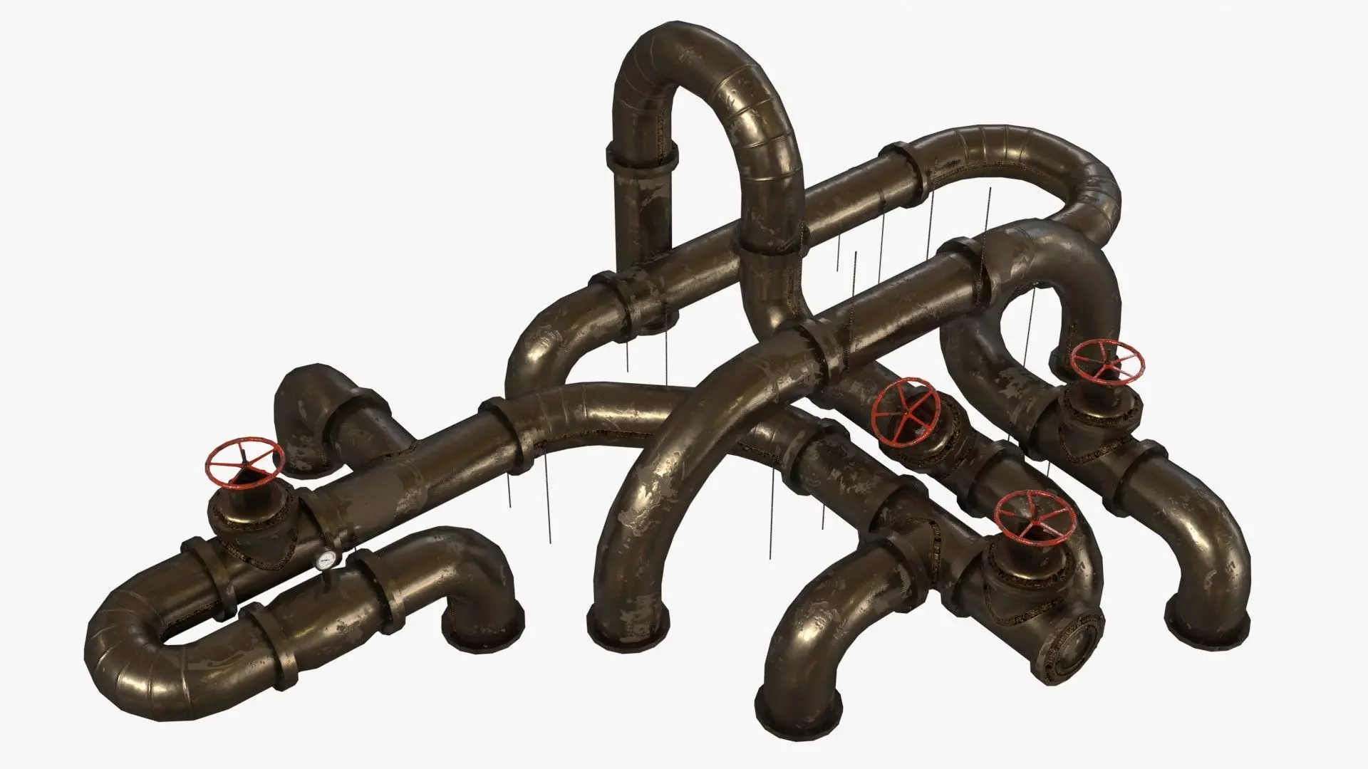 Steampunk Pipes Low-poly 3D model_0